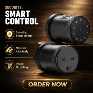 Black Smart Ball Door Knob Lock Tuya App Biometric Fingerprint Password Keyless Entry Aluminum Alloy for Hotel Home