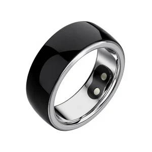 Black Smart Counting Ring, Stainless Steel, Activity Tracker, Vibration Alert, Daily Timing