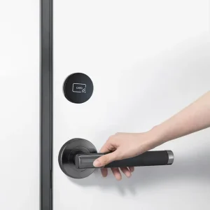 Black Split Hotel Electronic Cylinder Door Lock Hotel Insert Key Card Lock with IC Card App Control