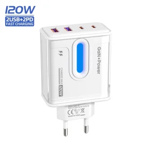 Blue-light LED-equipped 120W AACC-compatible Universal Travel Charger with Fast Charging 12V 3A for Android Smartphones