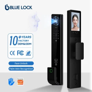 Bluelock Cerradura Inteligente 3D Face Recognition Smart Lock Tuya WiFi Fingerprint Palm Keyless Entry Aluminum Door Lock OEM