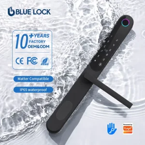 Bluelock Tuya WiFi Control Black Aluminum High Security Cerradura Inteligente for Outdoor Wood Steel Door with 2 Year Warranty