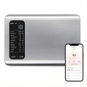 Bluetooth Smart Stainless Steel Kitchen Scale Track 19 Nutrients Calorie Protein APP Barcode Scan for Diet Cooking