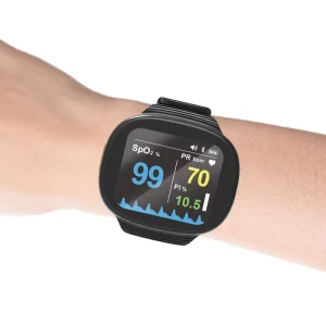 Bluetooth Wrist Pulse Oximeter with Sleep Tracking Daily SpO2 Checks Continuous Monitoring App Support & Rechargeable Charging