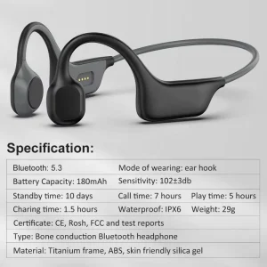 Bone Conduction Open Ear TWS Wireless Headset IPX6 Waterproof LED Indicator Sports Running Riding Headphones Custom Logo OEM ODM