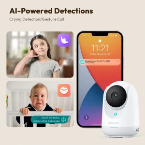 Botslab Indoor Cam 3C Pro C224 4K 8MP CMOS Smart IP Camera with WiFi Night Vision Cloud & Memory Card Support