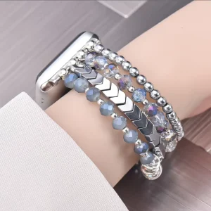 Bracelet Style Beaded Design Replacement Wrist Strap 3.2mm 3.5mm Band Width Compatible for Watch Series 1 10 Smart Watch