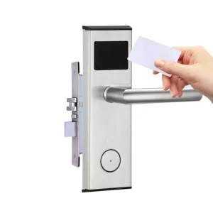 Budget Golden Rfid Electronic Hotel Key Card Door Lock Bedroom Keyless Wood Door Smart Locks Electronic Door Locks with Card