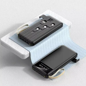 Built in Cable Fireproof PD 5V 2A 20000mAh Portable Mobile Charger with Phone Holder for Earphone & Camera