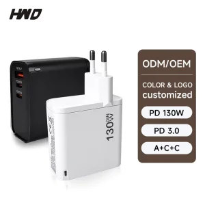 Bulk Supply 130W GaN Tech PD3.0 PPS Type C Type A Dual Port Fast Charger AC DC EU Plug Phone Charger for Laptop Notebook