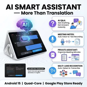 Business AI Voice Translator Device 10.1 Inch Dual Screen Two Way Translator with 165 Languages Meeting Recording and AI Chat