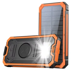 C2 Solar Power Bank Outdoor Waterproof Solar Powered Wireless Charging 10W 20000mAh Fast Charging Emergency Power Bank