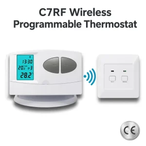 C7RF Classical Weekly Programmable Wireless RF Gas Boiler Thermostat 868MHz Alexa Google Voice Hotel Apartment Living Room