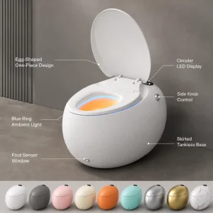 CE Automatic Egg Shape Smart Toilet Electronic Bidet Toilet Japanese Intelligent Closet Smart Bidet Commode with Remote Control