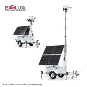 CE Certified Mobile Solar Surveillance Trailer CCTV Tower 7M Mast AI Smart SD Card Weatherproof Night Vision Construction Site