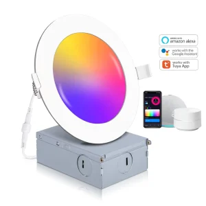 CE ETL Certified Contemporary Aluminum LED Smart Panel Light Music Sync Alexa Voice Control WiFi RGB 9W 12W 18W 24W 4″ 6″ Sizes