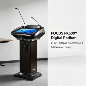 CE ISO RoHS 21.5 Inch Touch Screen Digital Podium Electric Tilt Multimedia Lectern for School Conference Room Equipment