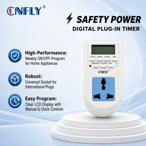 CNFLY Mini Multi-functional Automatic Digital Timer Plug Sockets Switches for Home 7 Days Weekly Programmable Battery Powered