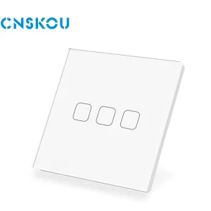 CNSKOU Factory New Design EU UK Toughened Glass Panel Wifi Tuya Smart Life App 1 2 3 4 Gang Touch Smart Boiler Wall Light Switch