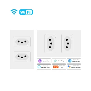 CNSKOU OEM ODM Brazilian Standard Tempered Glass Plastic Panel Tuya Alexa WiFi Smart Life Tamper Resistant IP30 Electric Power