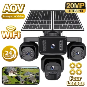 CONDA 20MP CMOS PTZ Dome Security Camera 355+90 Night Vision AOV+PIR Memory Card 4G WiFi SIM Solar 24 7 Recording Two Way Audio
