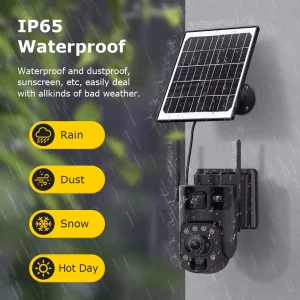 CONDA Dual Lens Solar PTZ Camera 20X Optical Zoom 4G WiFi IP66 Wide Angle, GSM Color+IR Night Vision PIR Two Way Audio