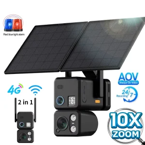 CONDA N1 AI AOV Solar Powered Dual Lens 4G WiFi 10X Optical Zoom Pan Tilt Wide Angle Box Camera CMOS IP66 Motion Two Way Audio