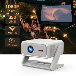 CRE F1 Smart Projector Native 1080P 350 ANSI Lumens One Touch Auto Setup HIFI Dual 3W Speakers Home Office Use