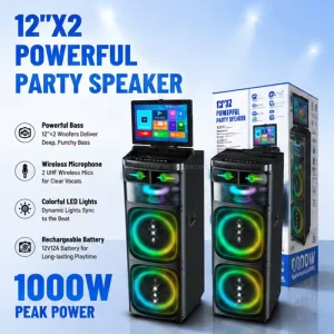 CSN K6610 14 1 Inch Smart Touch Screen Karaoke Speaker with WiFi YouTube Bluetooth Party Speaker TWS RGB LED Lights