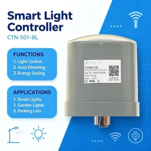 CTN501BL IP66 Tilt Leakage Monitor Photocell Dimming PLC LoRaMesh Hybrid Automatic NEMA Smart Street Light Controller System