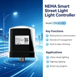 CTN501FH 480V Input Intelligent Control System NEMA Socket Interface Plc and Lora Hybrid Street Light Controller with Dimmable