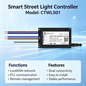 CTWL501 Smart Street IoT Controller CTWL501 LoRaWAN PLC Communication High Precision Energy Monitoring Community Area Park