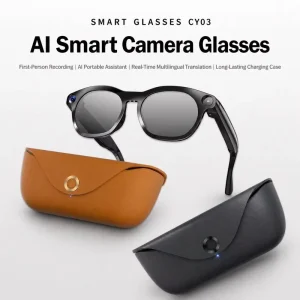 CY03 Max AI Smart Camera Glasses Photo Video Recording Realtime Translation Assistant With Charging Case