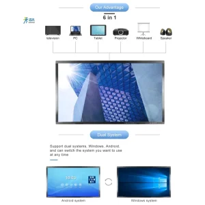 Camera 13MP 48MP with Speaker All in One Android PC Interactive Whiteboard Education Meeting Conference 4K LCD Smart White Board