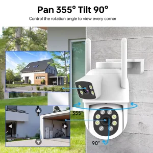 Camera Security Monitor Two Different Areas Simultaneously Ptz Wireless WiFi Camera
