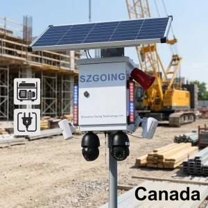 Canada AC Hybrid Solar Power Construction Site Security Camera AI PTZ 8MP 4K 4G SIM Card Wireless Outdoor Two Way Audio CMOS