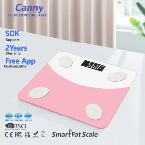Canny B2B Factory Custom Portable USB Smart Body Fat Analyser Digital Display Electric Weighing Scale with OEM Logo