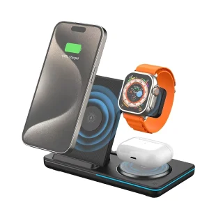 Cargador Inalmbrico Universel 3 In 1 15W Chargeur Induction Sans Fil Caricatore Charging Docking Station 3 In 1 Wireless Charger