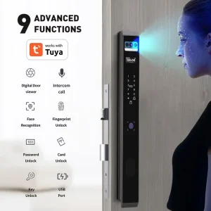 Cat Eye Intercom Smart Door Lock Face Recognition Fingerprint Biometric Digital Lock Front Door Security System