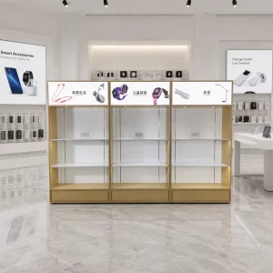 Cell Phone Accessory Retail Display Showcase for Smart Home Device Display Shelf with Light Box for Electronic Store