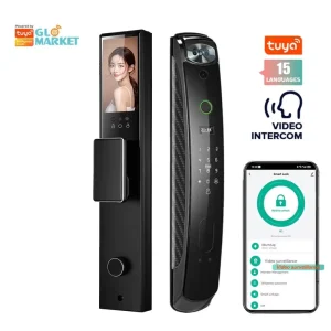 Cerraduras Inteligentes Puerta Exterior 2 Vein Recognition Fingerprint Front Smart Door Lock with Camera
