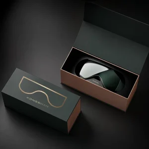 Charcoal Gray Eyewear Gift Box Rose Gold Foil Rigid Cardboard Box with Custom Logo Insert (OEM ODM)