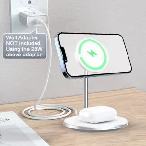 Chargeur Magnetique Sans Fil 15w Wireless Charger 2 in 1 for iphone and Android for airpods Wireless Charger