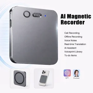 ChatGPT-5 140-Language Mini AI Voice Recorder Transcription Smart Magnetic Dictaphone Voice Cloning Audiobook Narration Studio
