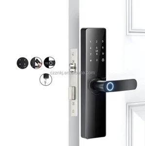 Chenzhuo Home Smart Fingerprint Password WiFi Enabled Aluminum Alloy Wood Door Lock 200 Fingerprint Capacity Cloud Storage Grade