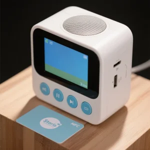 Children NFC Audio Book Player with Downloadable Stories Educational Toy with Touch Free Story Cards Smart Story Player for Kids