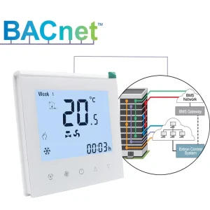 Clear Screen Bacnet Room Temperature Fan Coil Controller MSTP FCU Smart Thermostat