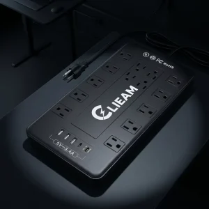 Clieam Power Station 22 Outlet US Plug 4 USB Smart Charging Power Strip Surge Protector
