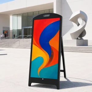 Cloud Remote Outdoor Advertising Machine Mobile LED Display Screen Weatherproof Floor Stand Digital Signage Restaurant Menu