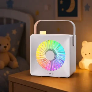 Colorful Ambient Light Touch Screen Rechargeable USB Handheld Portable Desktop Fan Night Light Household